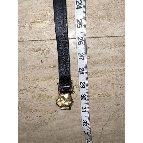 Vintage Morris Moskowitz‎ Black Belt Genuine Reptile Size M Gold Belt Buckle main image 2